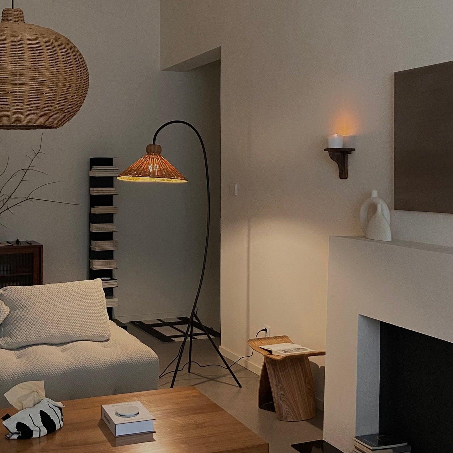 Tana Woven Floor Lamp with Rattan Shade and LED Option
