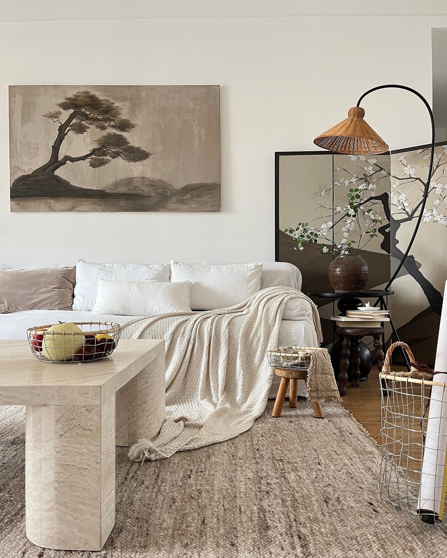Tana Woven Floor Lamp with Rattan Shade and LED Option