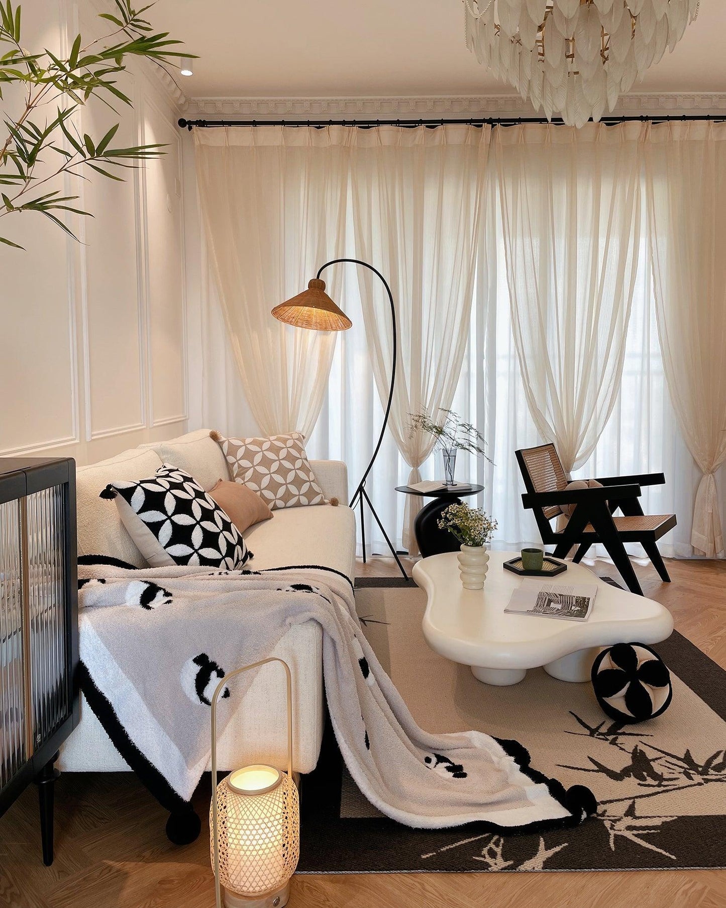 Tana Woven Floor Lamp with Rattan Shade and LED Option