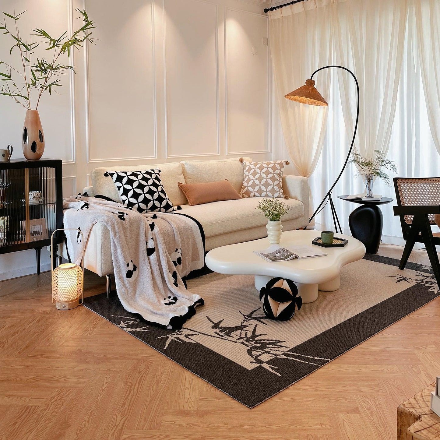 Tana Woven Floor Lamp with Rattan Shade and LED Option