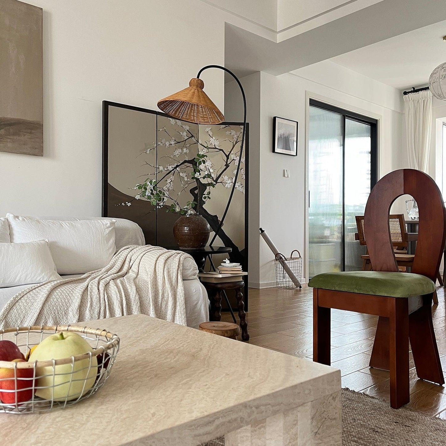 Tana Woven Floor Lamp with Rattan Shade and LED Option