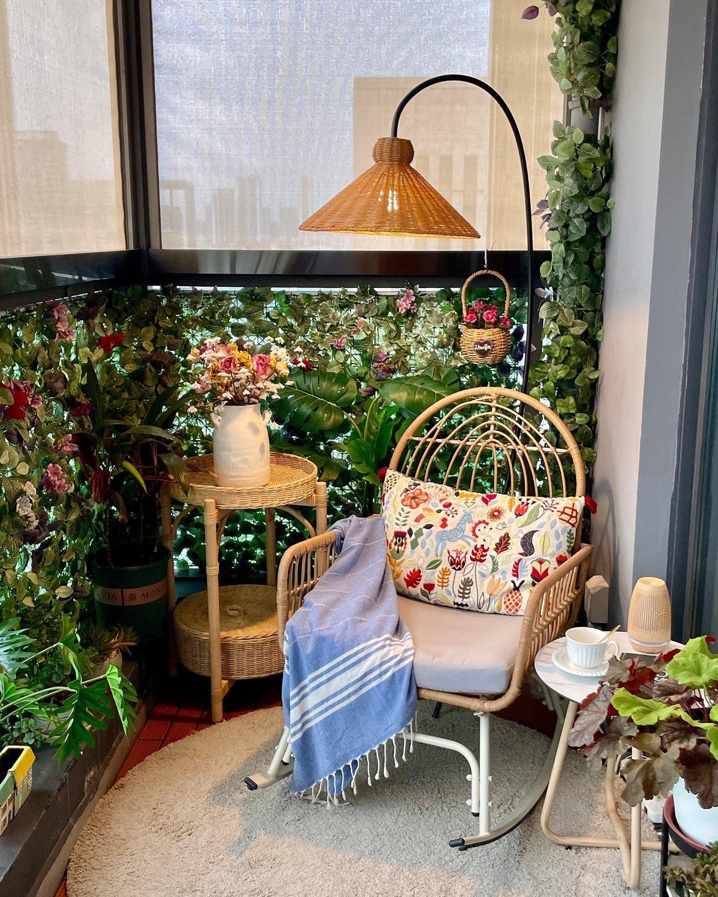 Tana Woven Floor Lamp with Rattan Shade and LED Option
