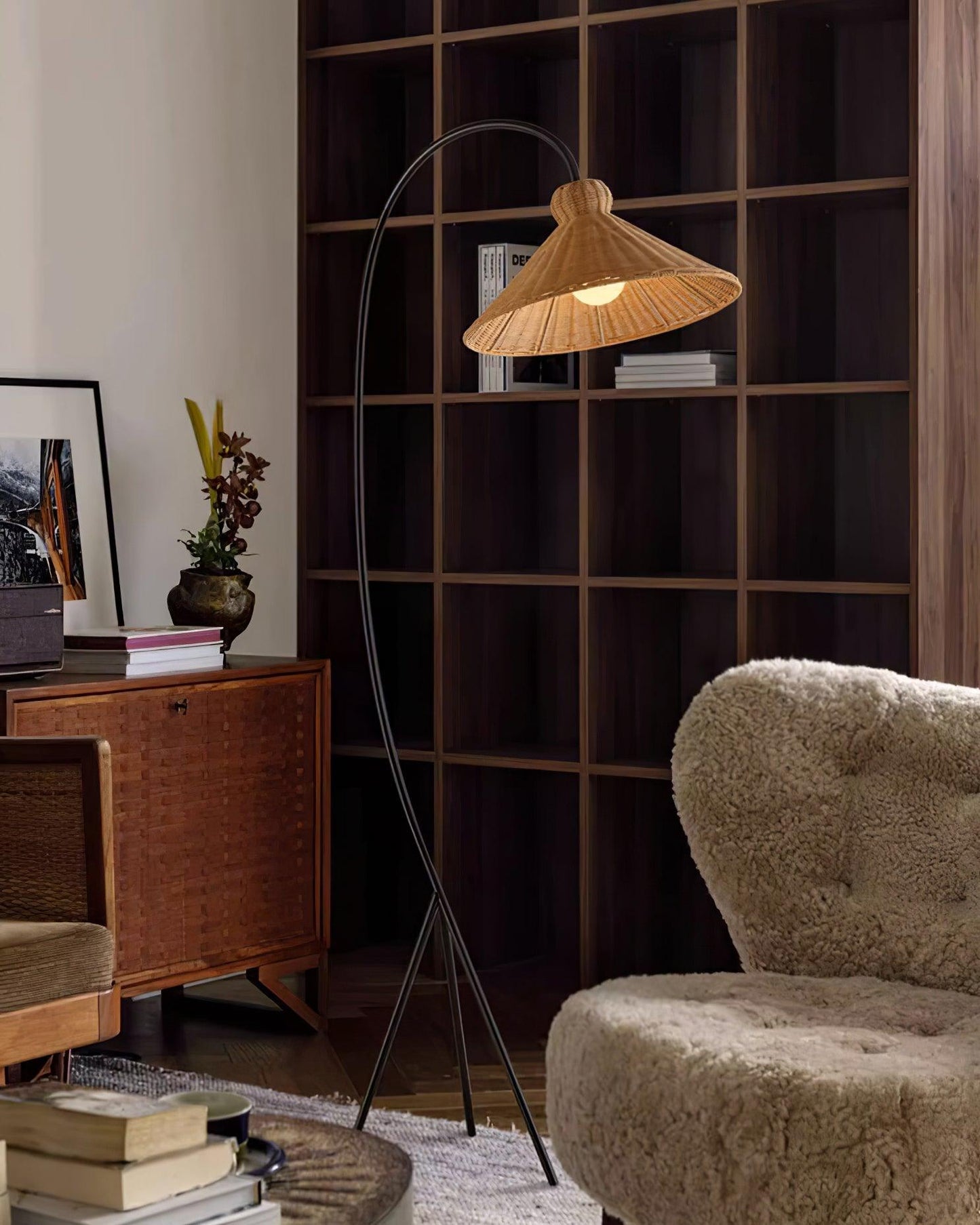 Tana Woven Floor Lamp with Rattan Shade and LED Option