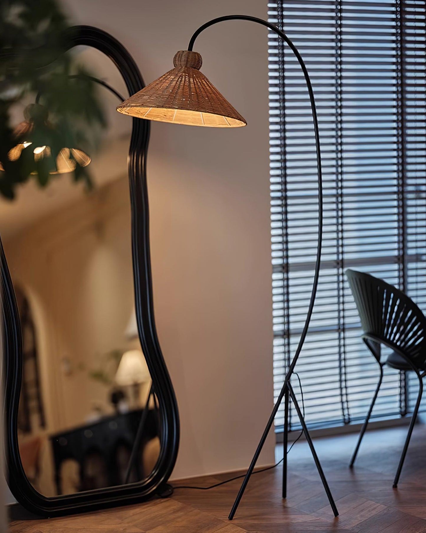 Tana Woven Floor Lamp with Rattan Shade and LED Option