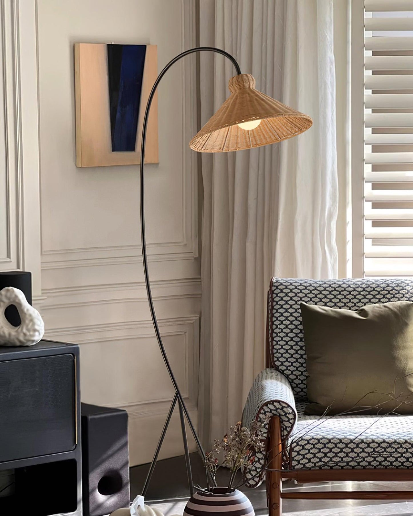 Tana Woven Floor Lamp with Rattan Shade and LED Option