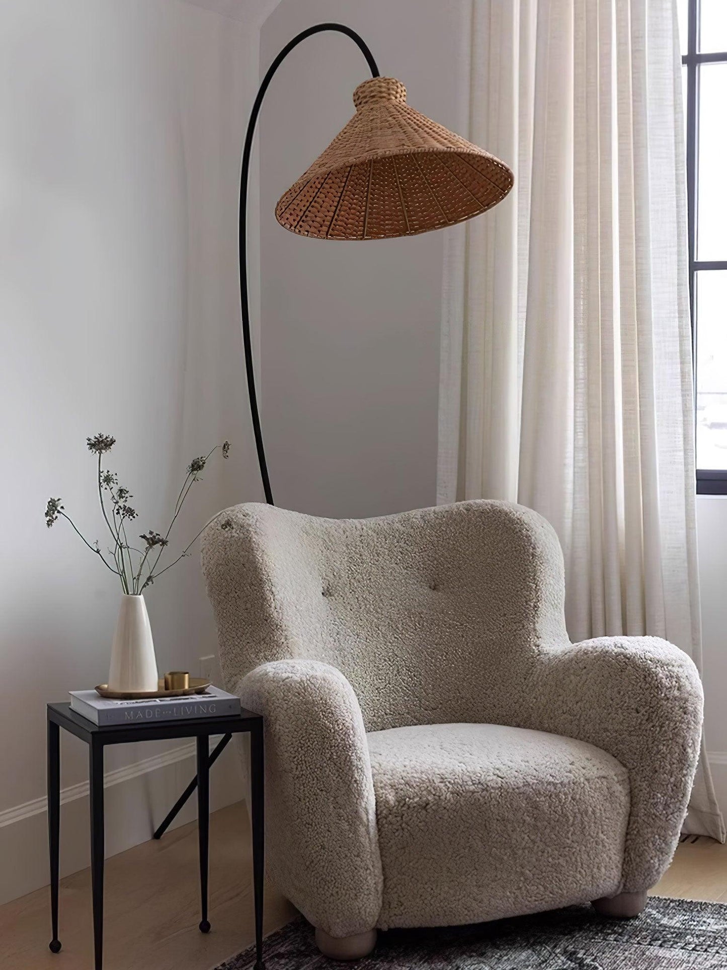 Tana Woven Floor Lamp with Rattan Shade and LED Option