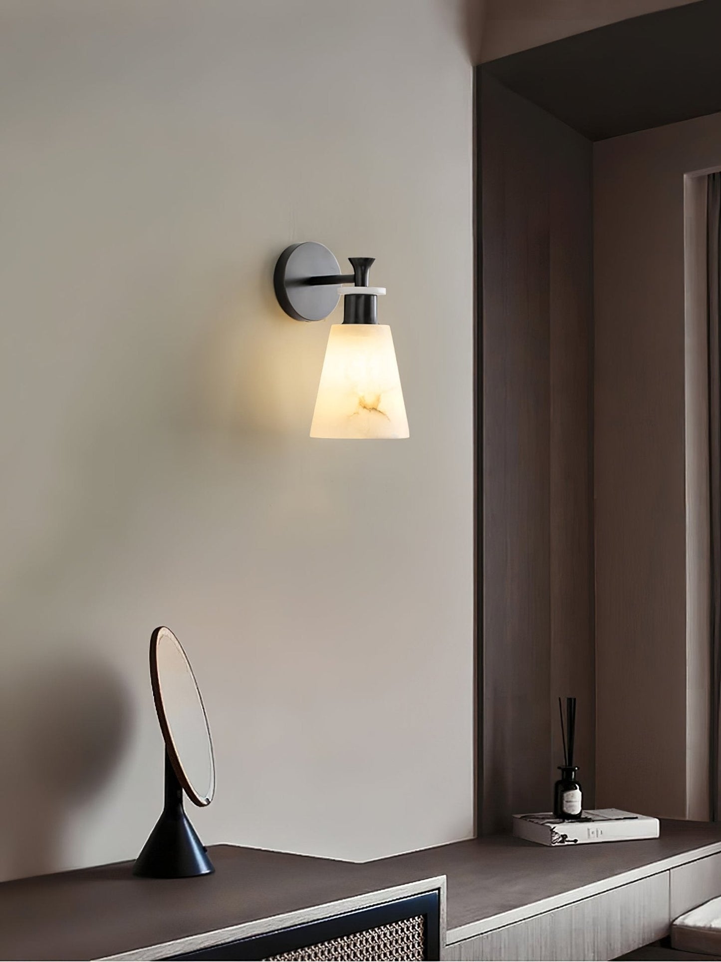 Tapered Alabaster Wall Sconce - LED Indoor Light Fixture