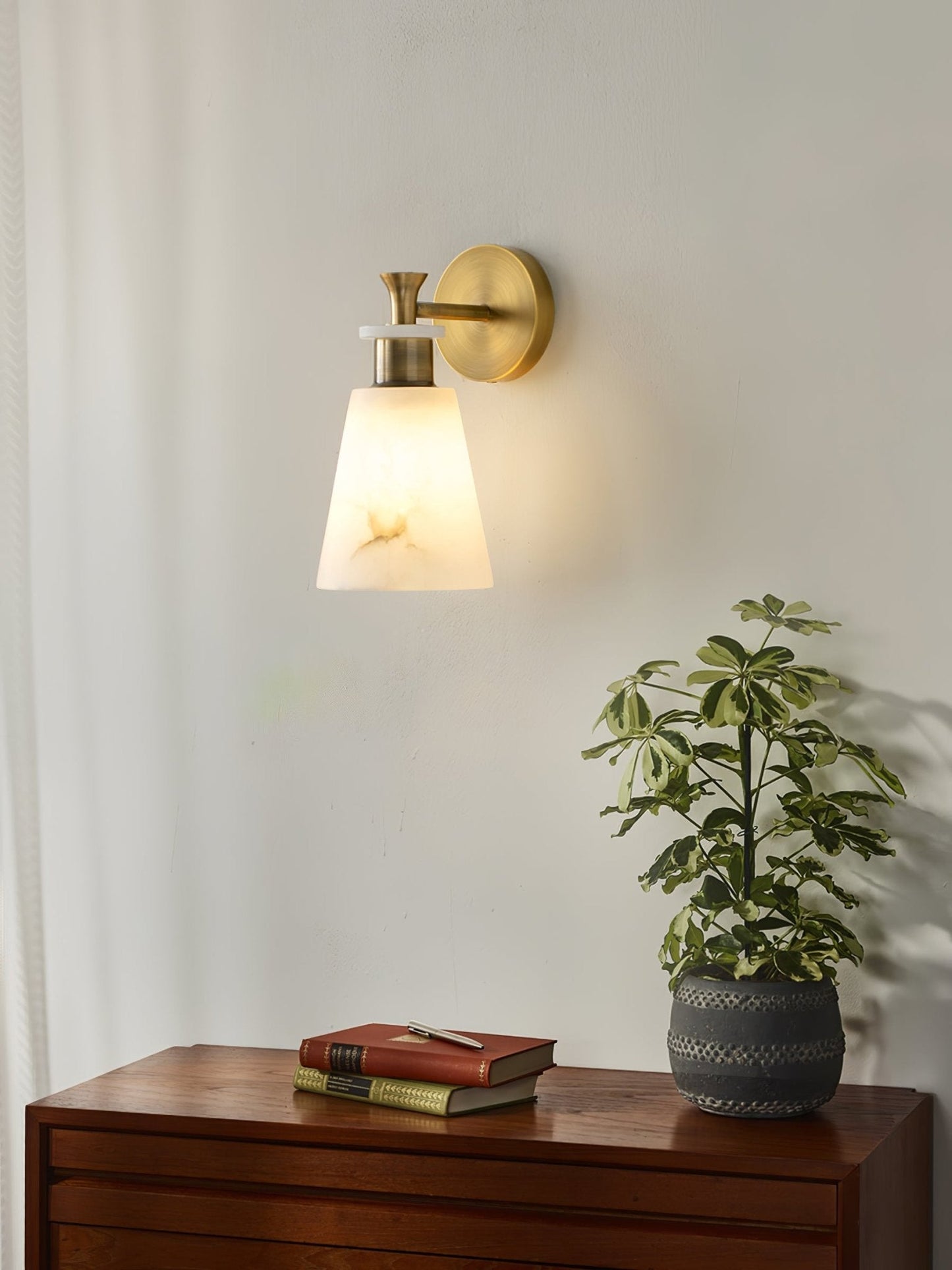 Tapered Alabaster Wall Sconce - LED Indoor Light Fixture