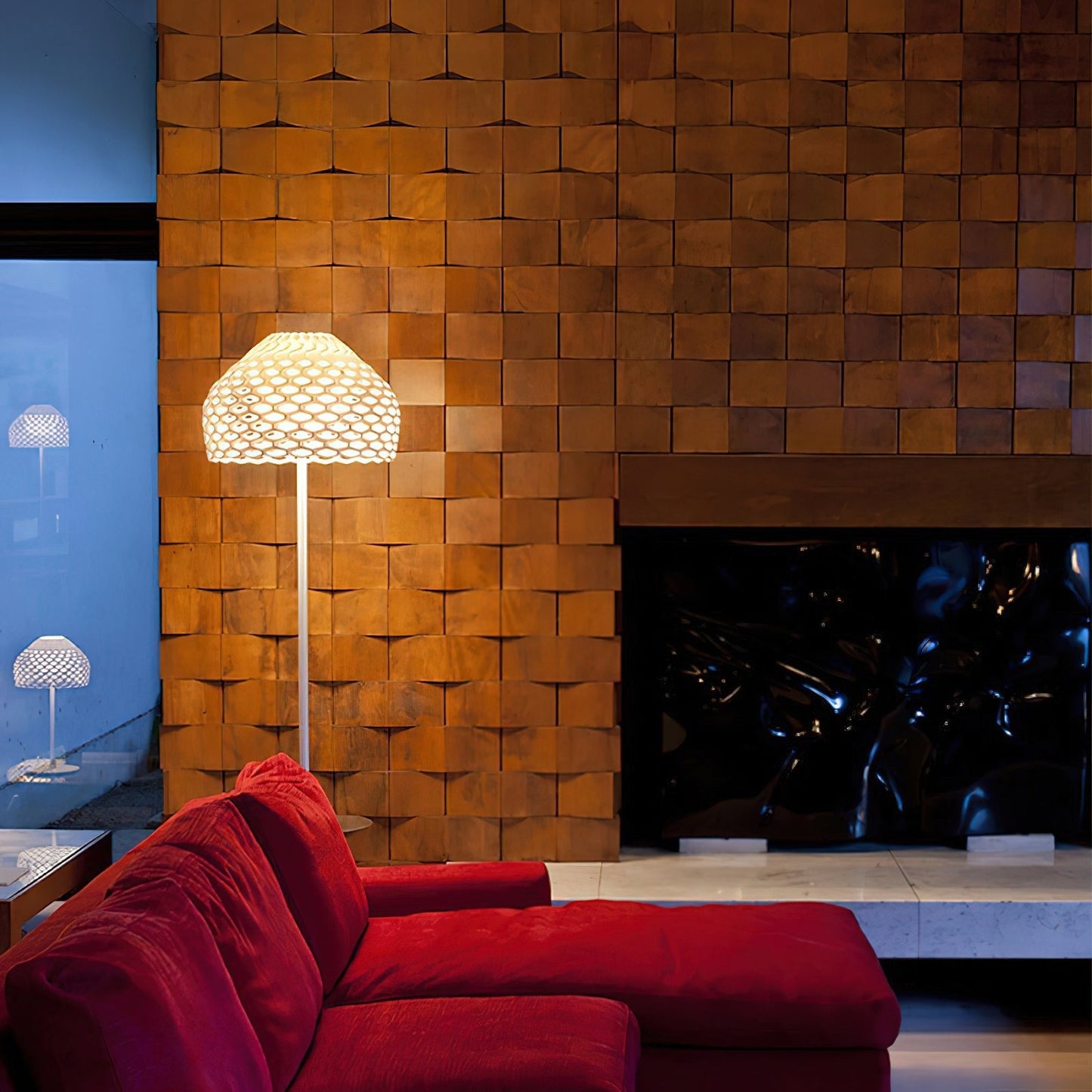 Armadillo Floor Lamp LED Indoor Lighting in White Brown