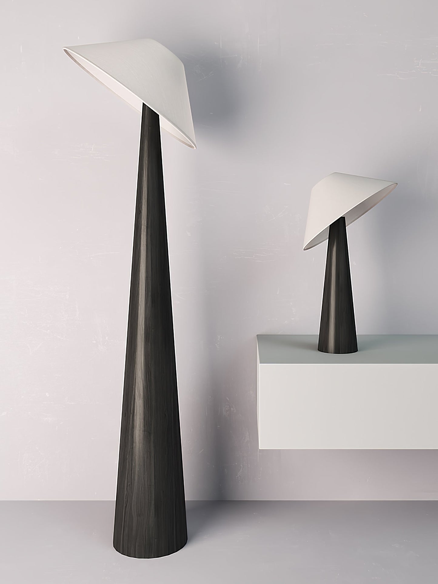 Tilt Hat Wooden Floor Lamp with LED Shade - Indoor Lighting