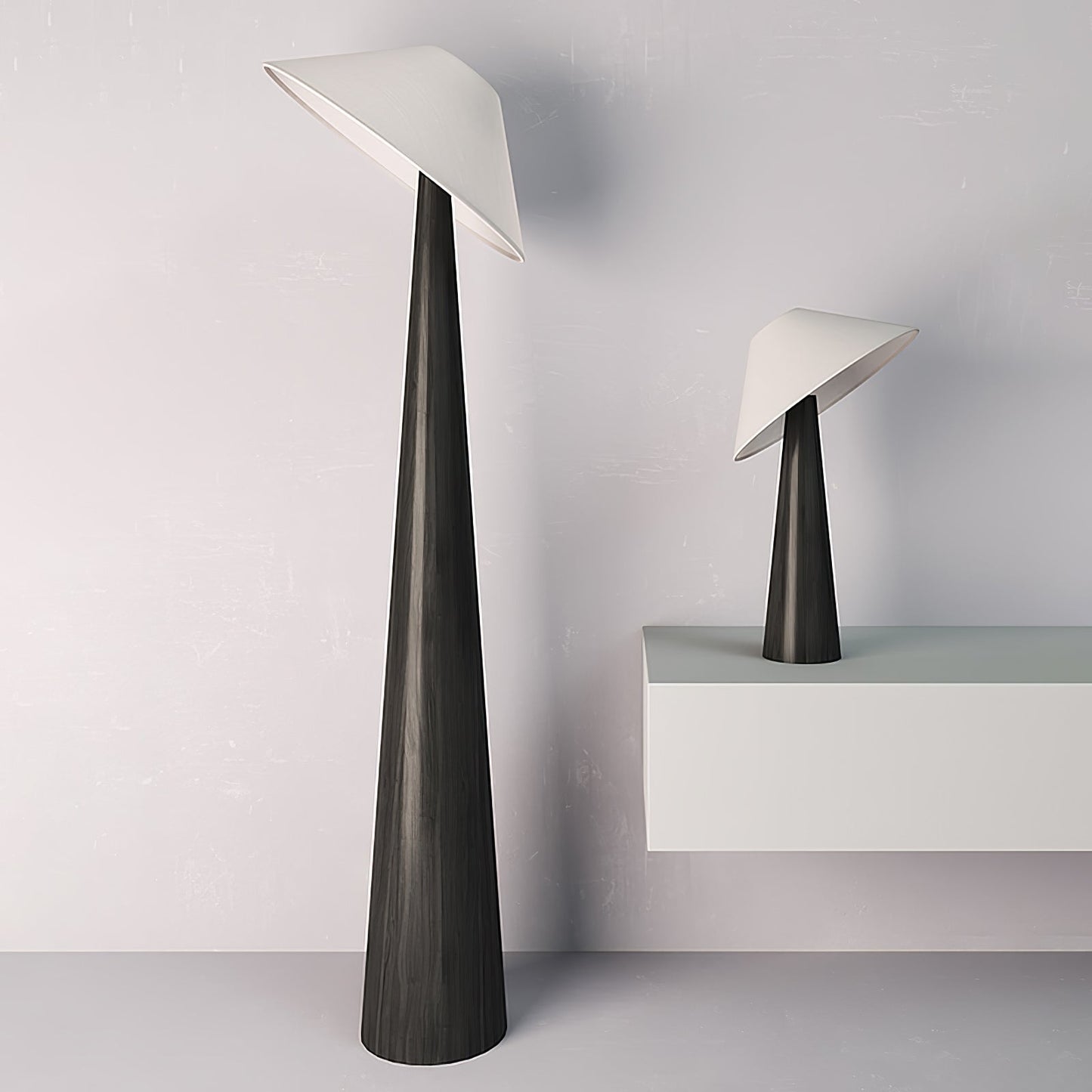 Tilt Hat Wooden Floor Lamp with LED Shade - Indoor Lighting