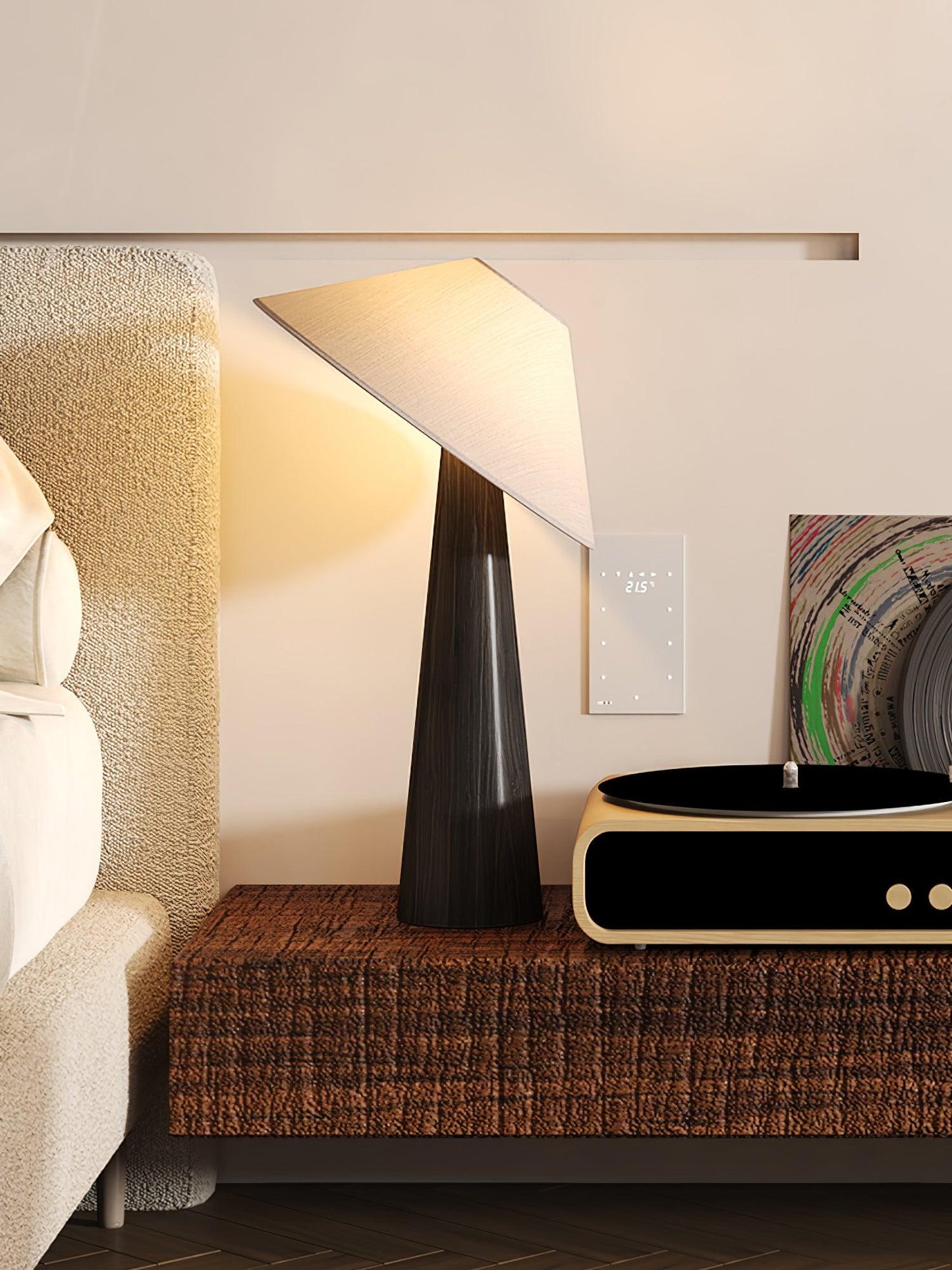 Tilt Hat Wooden Floor Lamp with LED Shade - Indoor Lighting