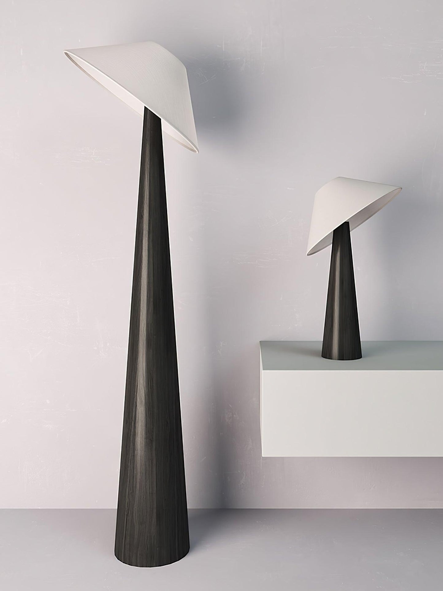 Tilt Hat Wooden Floor Lamp with LED Shade - Indoor Lighting