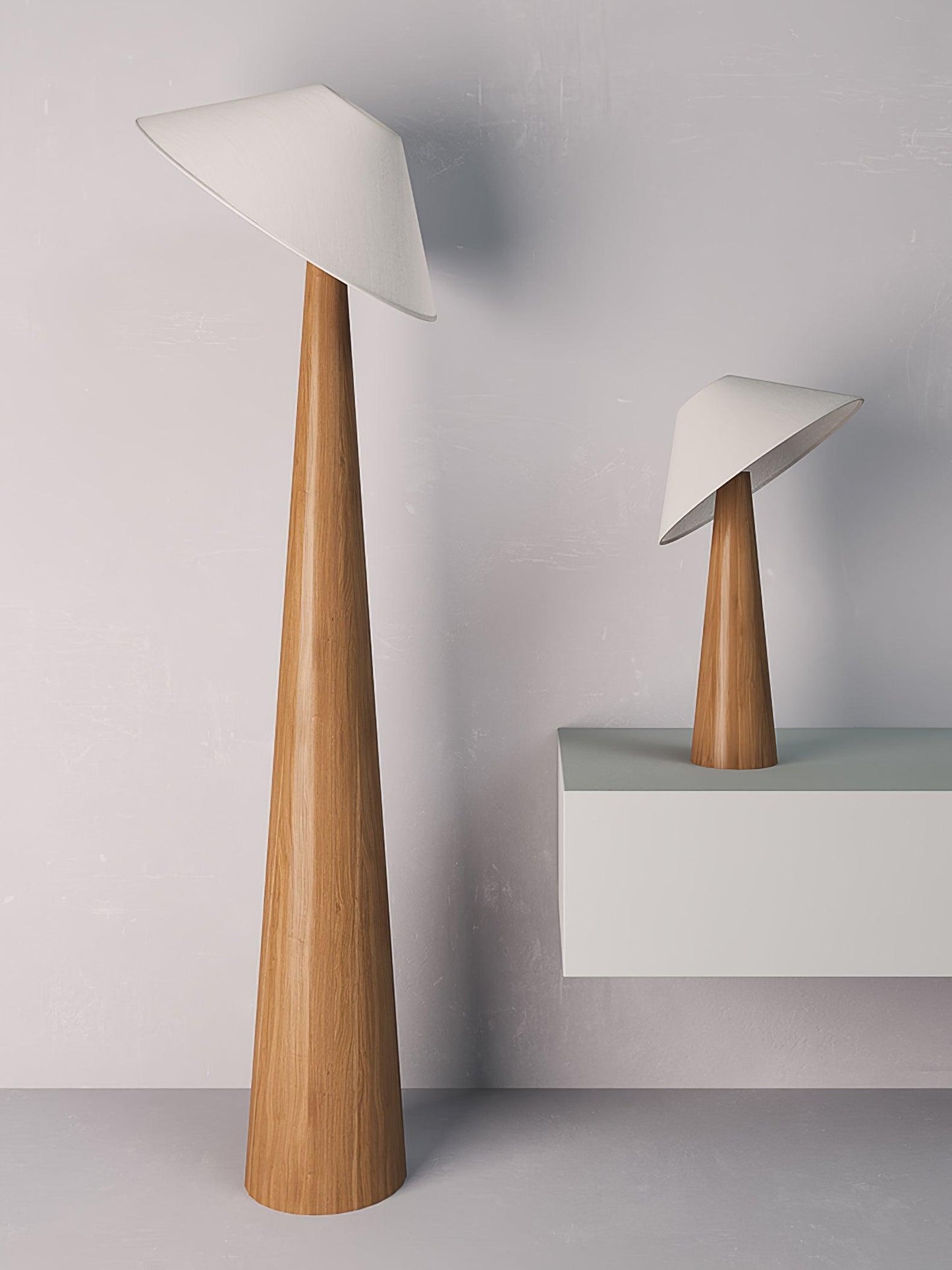 Tilt Hat Wooden Floor Lamp with LED Shade - Indoor Lighting
