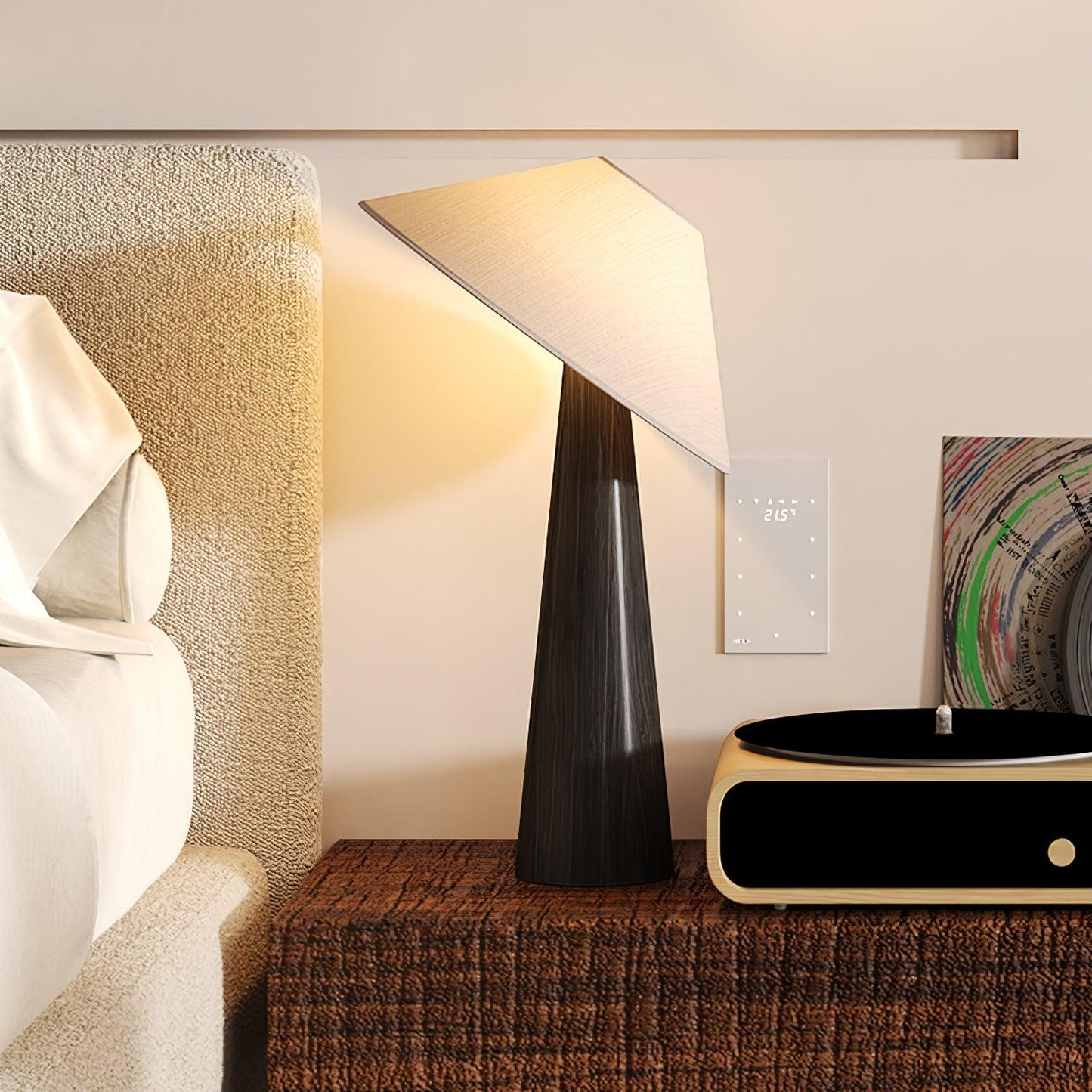 Tilt Hat Wooden Floor Lamp with LED Shade - Indoor Lighting