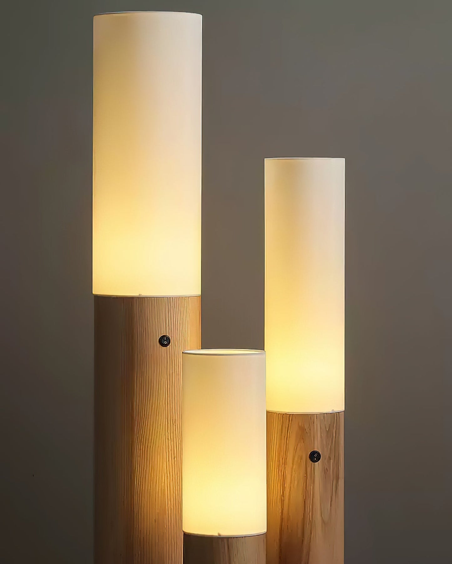 Timber Column Floor Lamp with Integrated LED - Modern Design