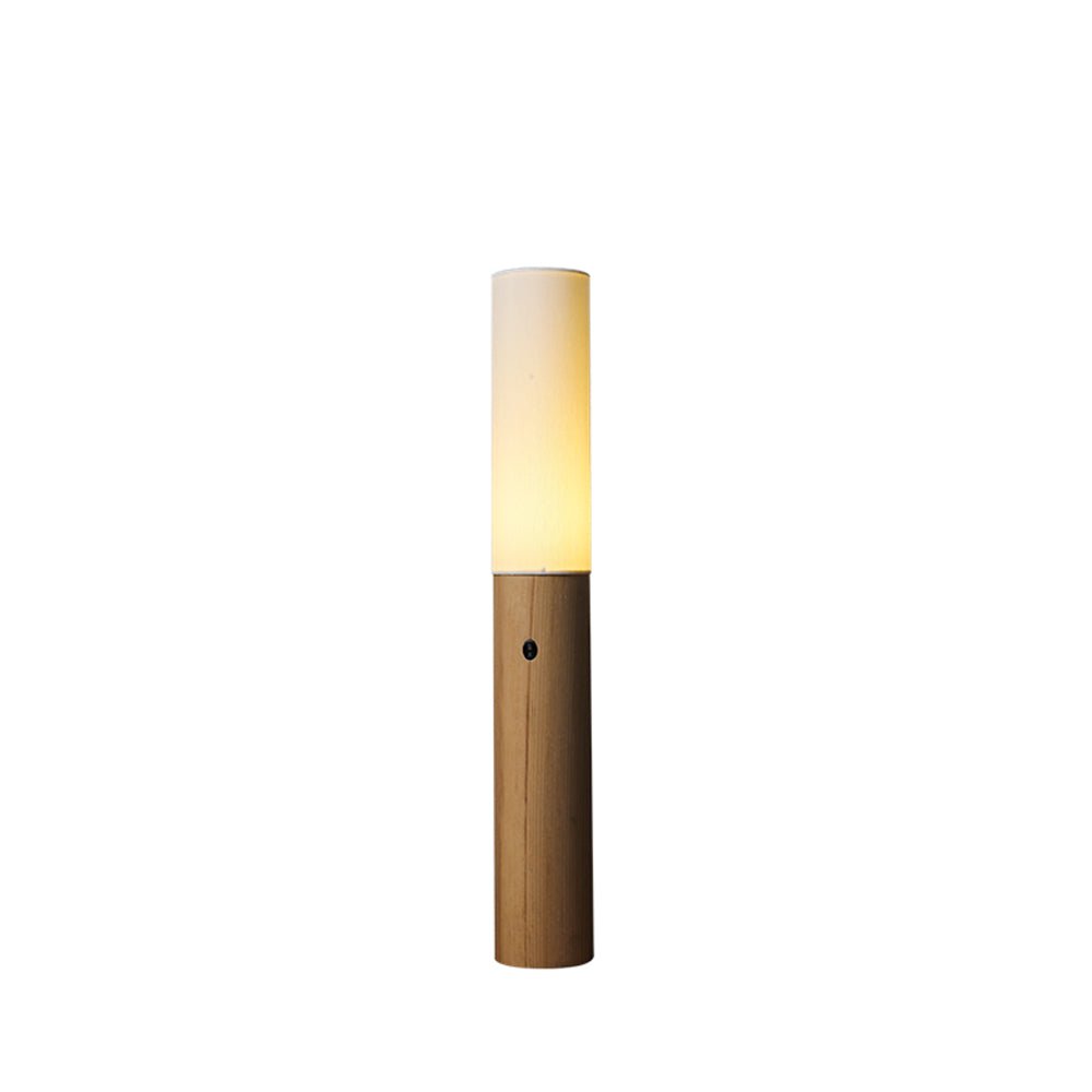 Timber Column Floor Lamp with Integrated LED - Modern Design
