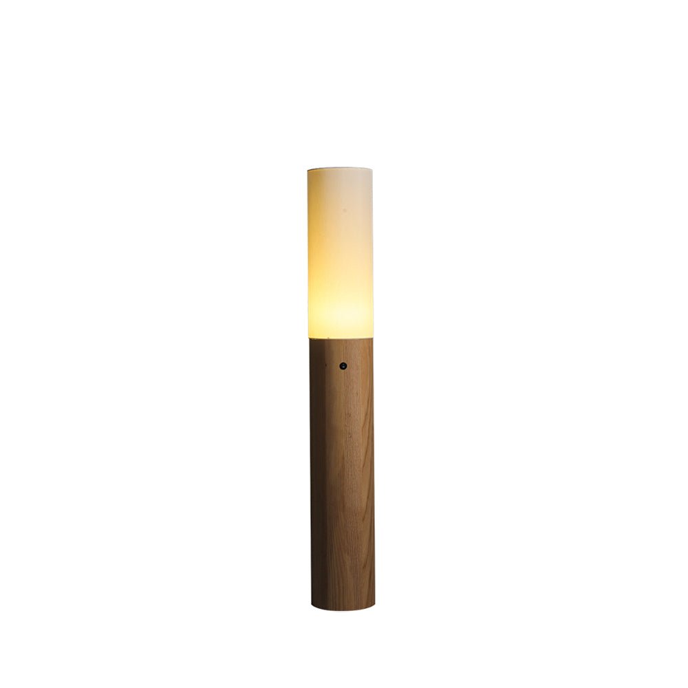 Timber Column Floor Lamp with Integrated LED - Modern Design