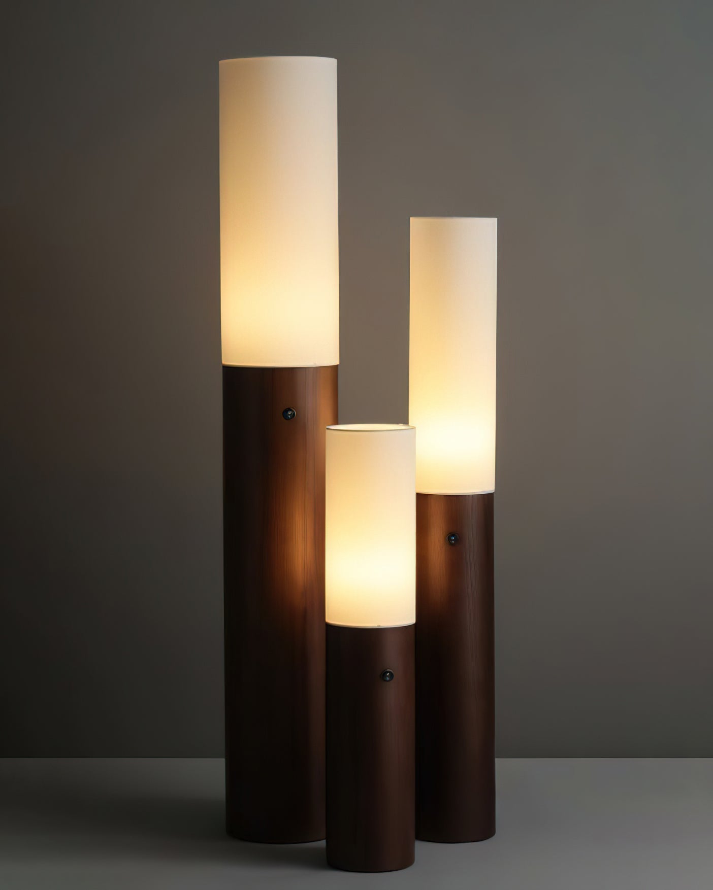 Timber Column Floor Lamp with Integrated LED - Modern Design