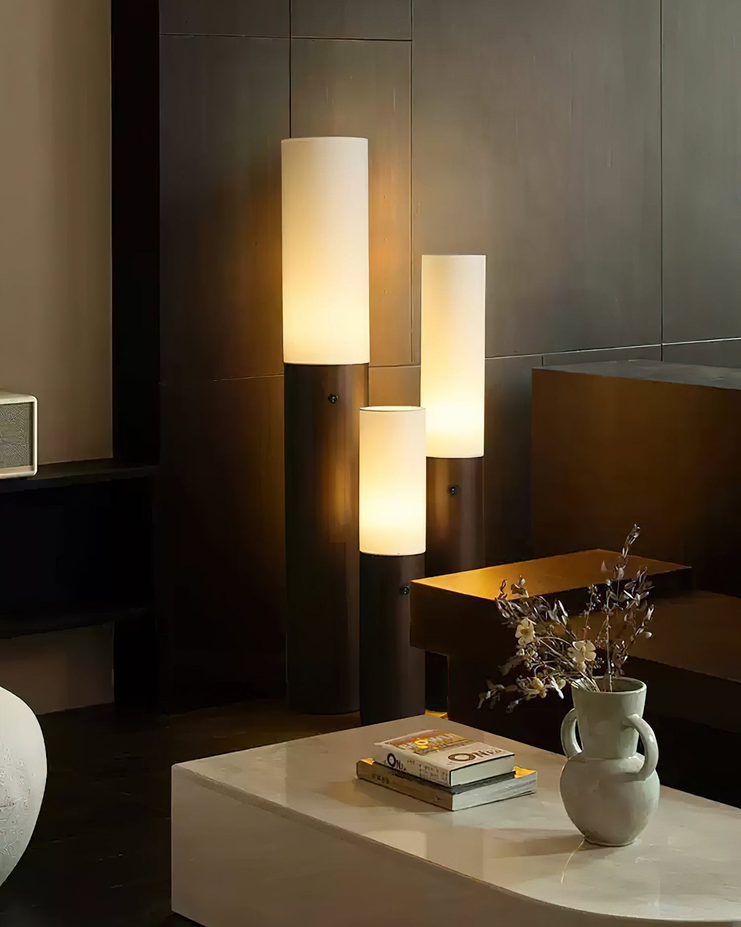 Timber Column Floor Lamp with Integrated LED - Modern Design