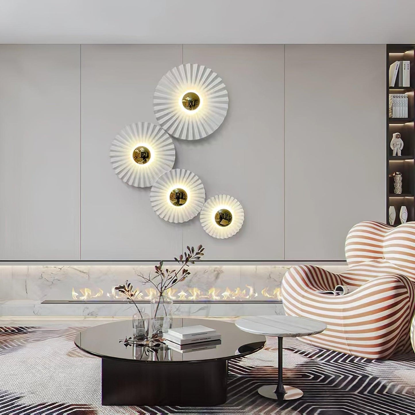 Tinsley Flush Wall Lamp - Elegant LED Design, White & Gold