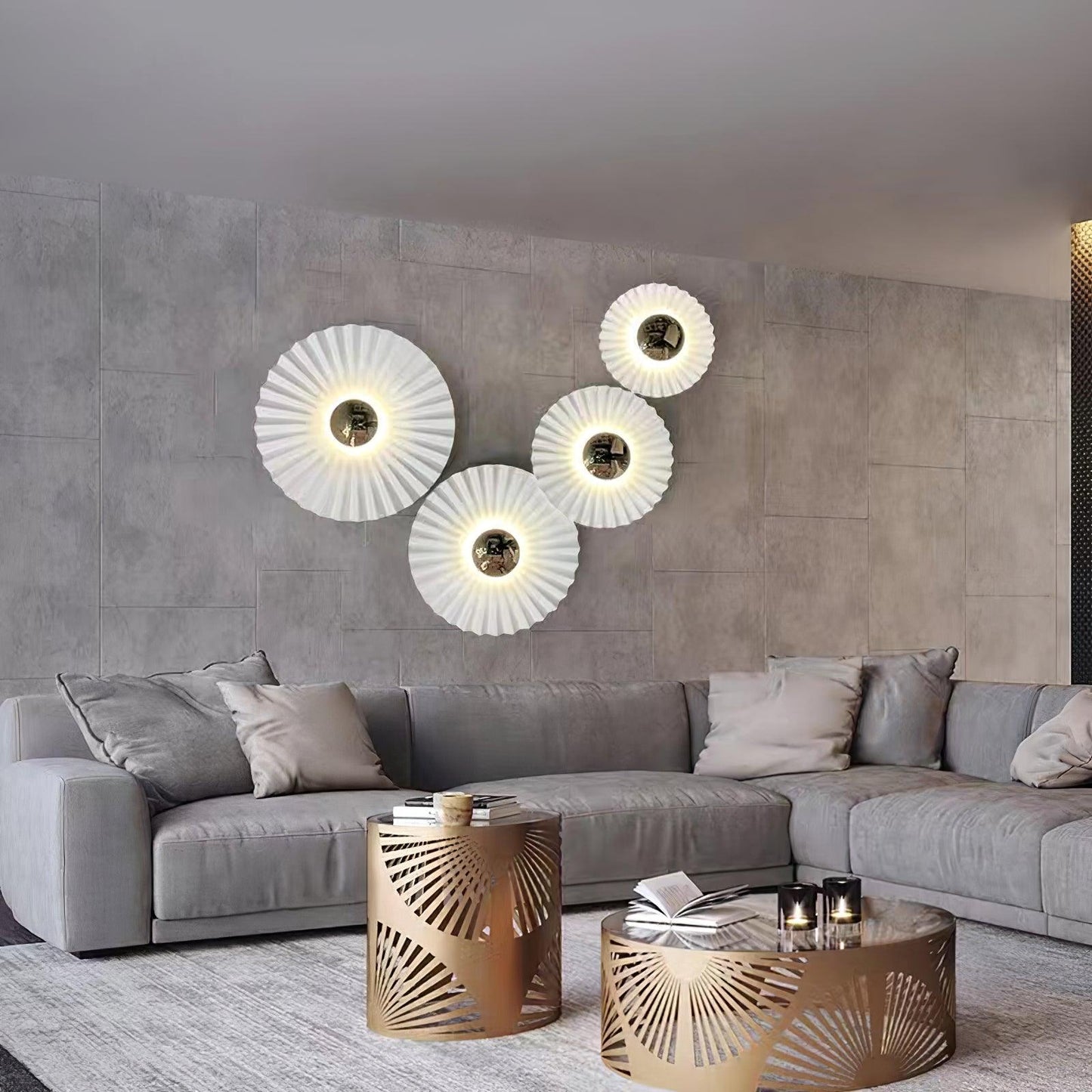 Tinsley Flush Wall Lamp - Elegant LED Design, White & Gold