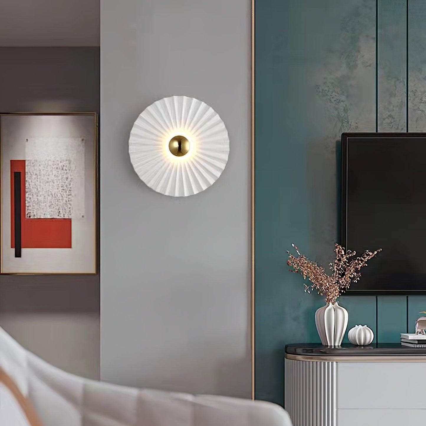 Tinsley Flush Wall Lamp - Elegant LED Design, White & Gold