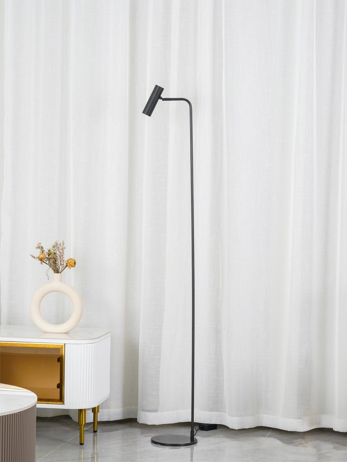 Torris Floor Lamp with Adjustable LED Light and Brass Finish