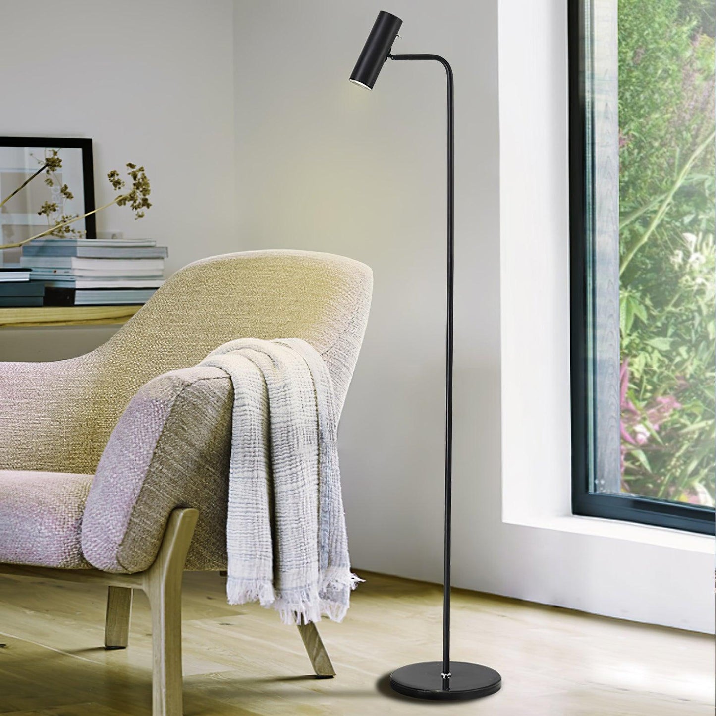 Torris Floor Lamp with Adjustable LED Light and Brass Finish