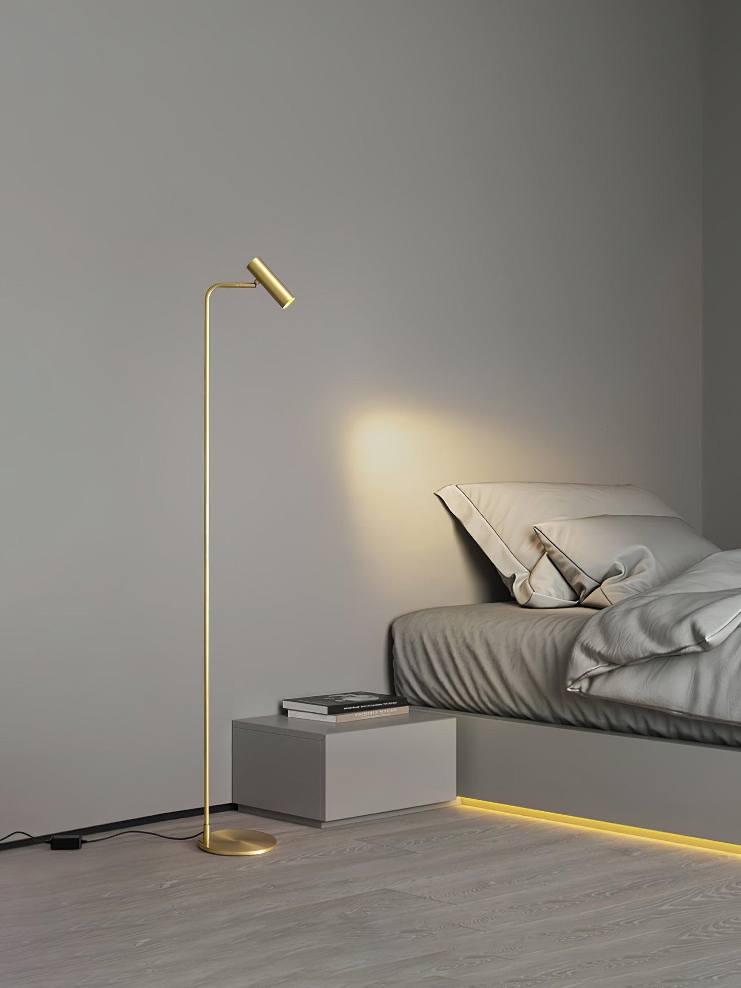 Torris Floor Lamp with Adjustable LED Light and Brass Finish