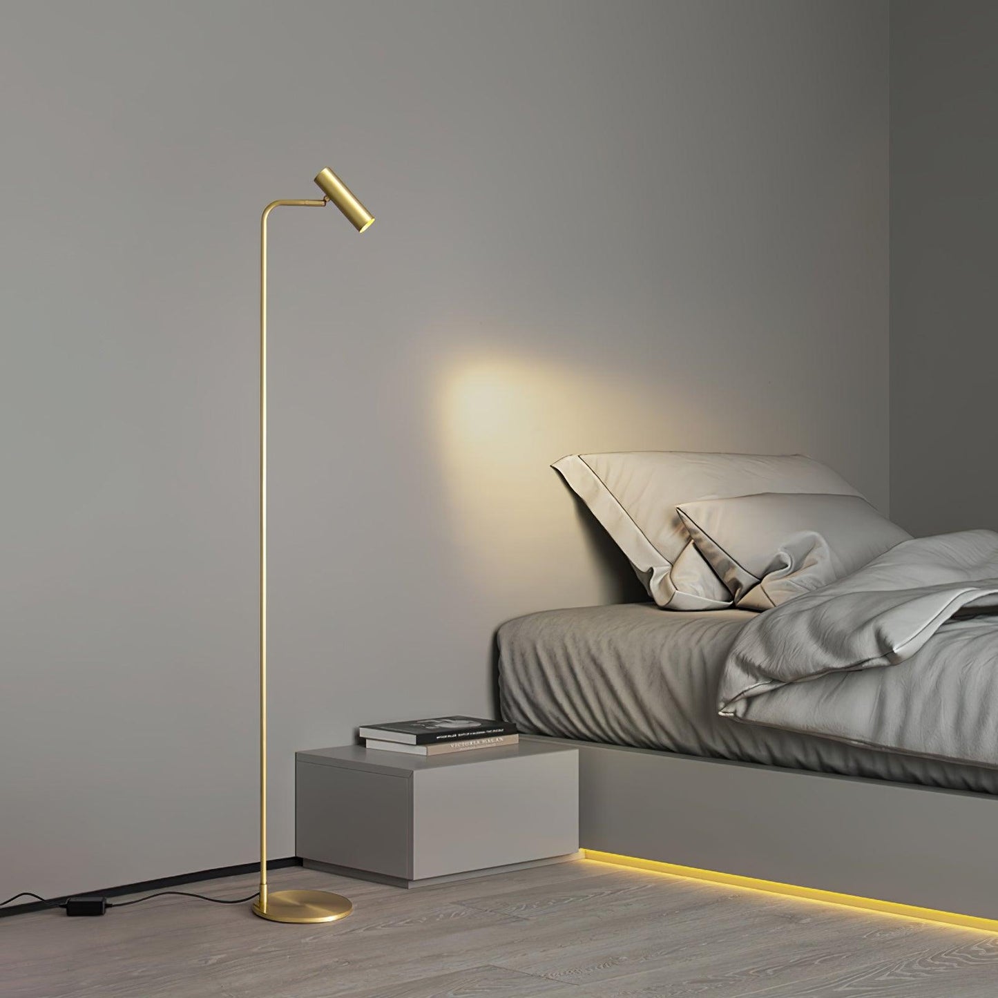 Torris Floor Lamp with Adjustable LED Light and Brass Finish