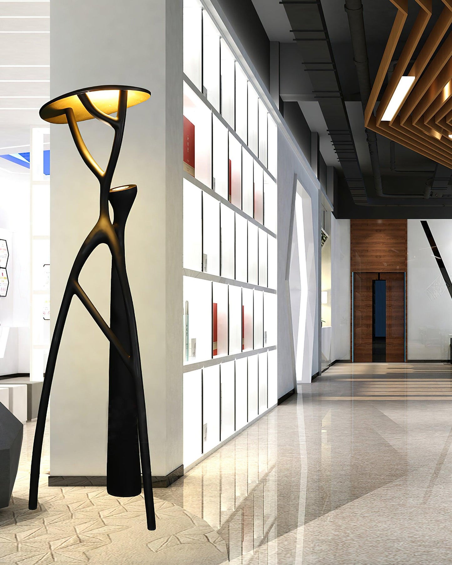 Gothic Tree Sculpture Floor Lamp with Integrated LED Lighting