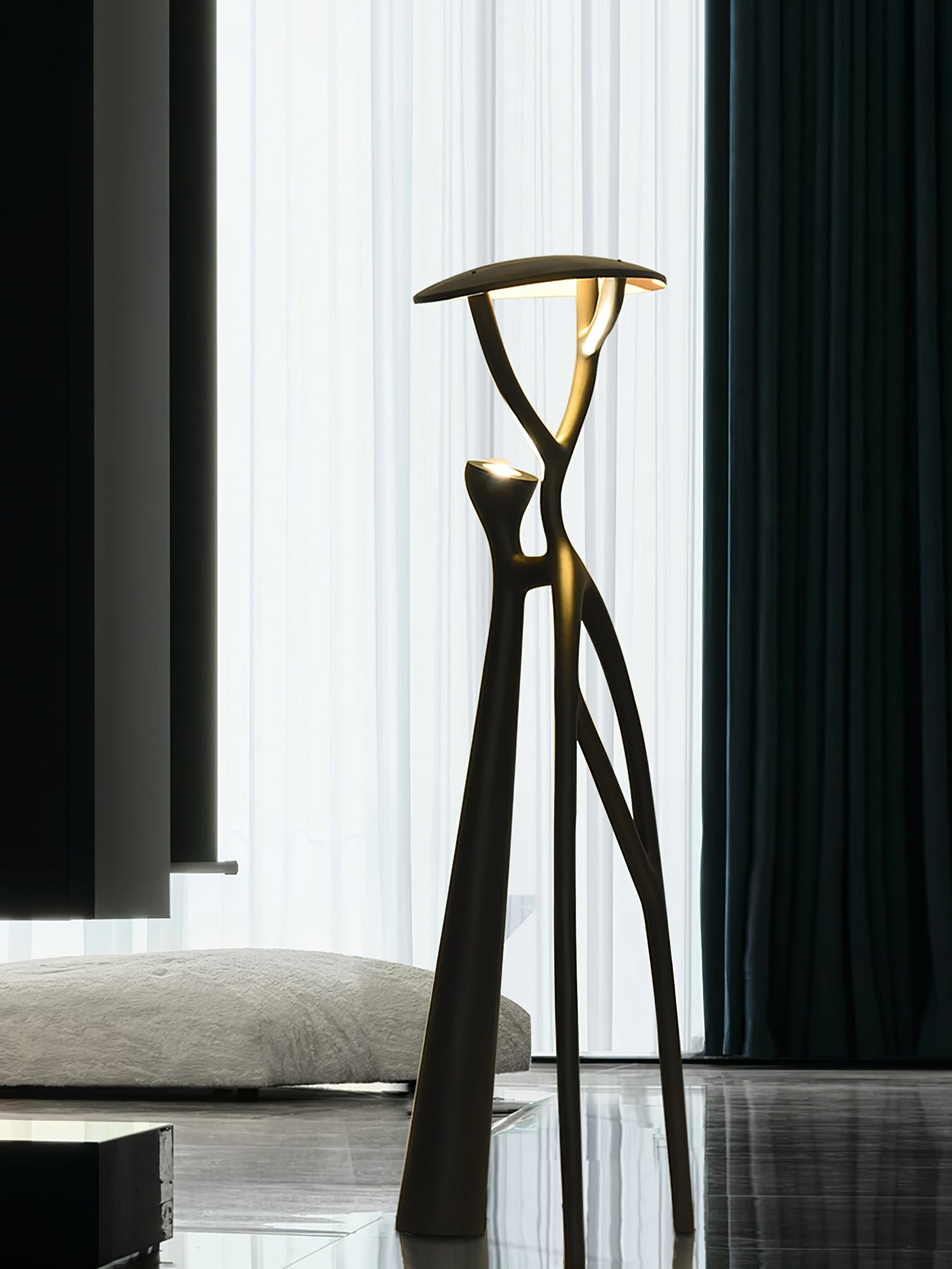 Gothic Tree Sculpture Floor Lamp with Integrated LED Lighting