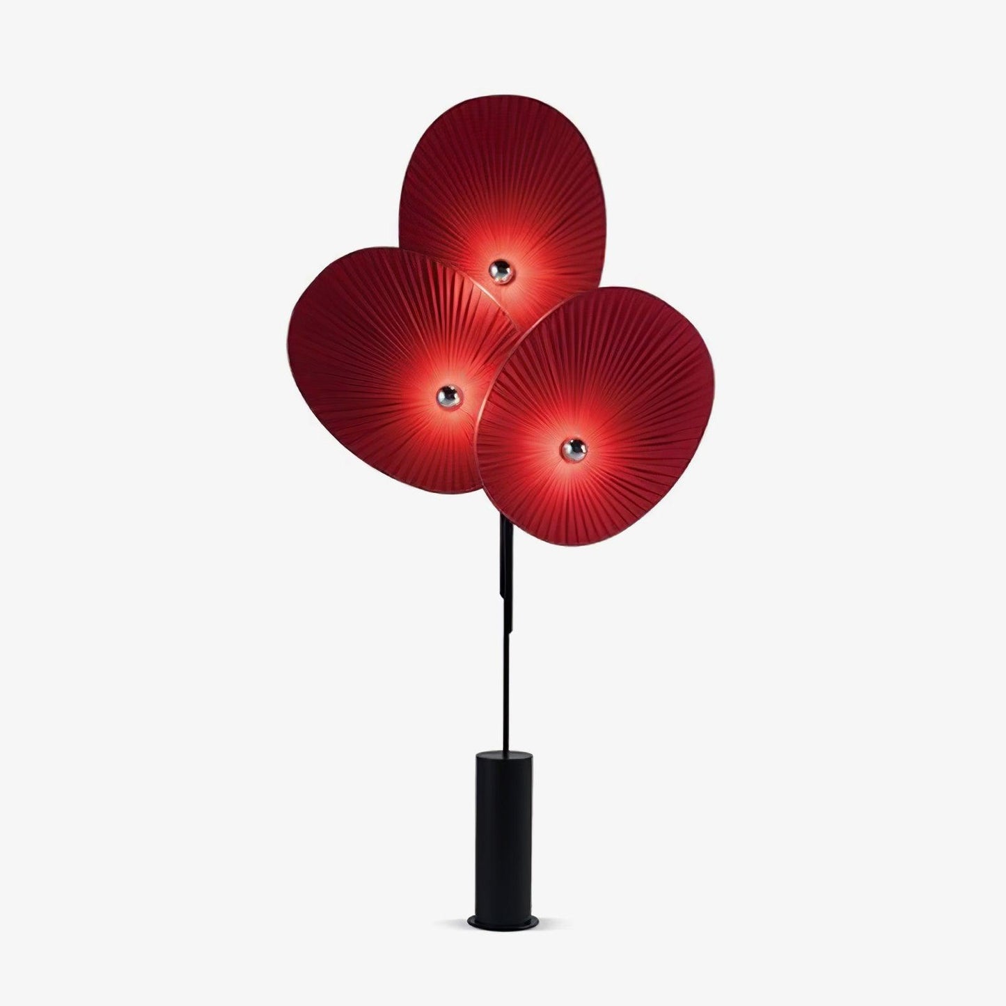 Triple Floral Floor Lamp with LED, Colourful Shades, Black Frame