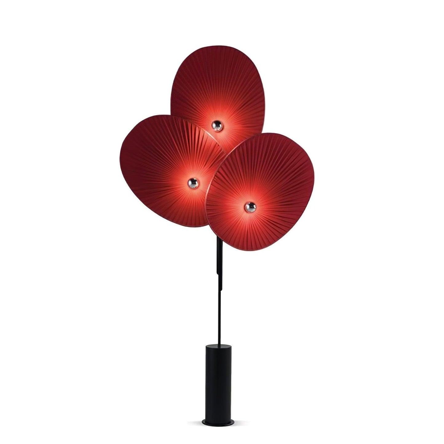 Triple Floral Floor Lamp with LED, Colourful Shades, Black Frame