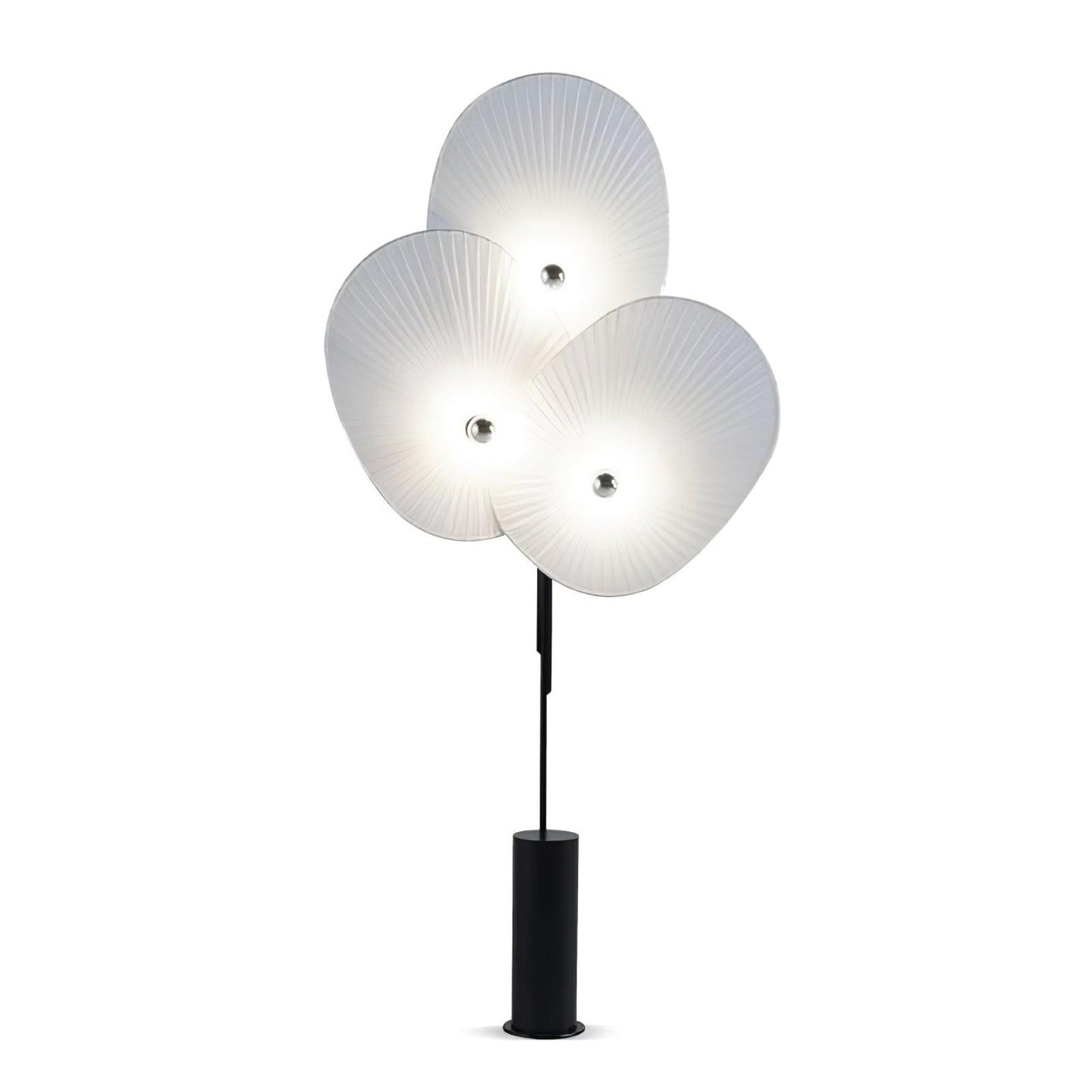 Triple Floral Floor Lamp with LED, Colourful Shades, Black Frame