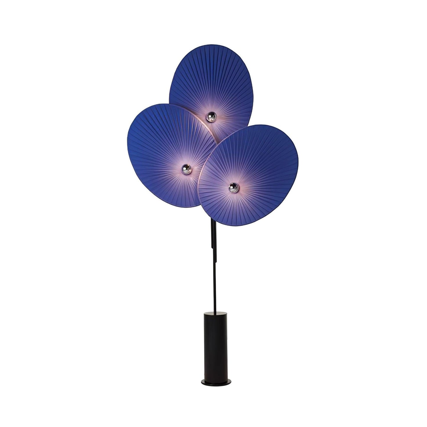 Triple Floral Floor Lamp with LED, Colourful Shades, Black Frame