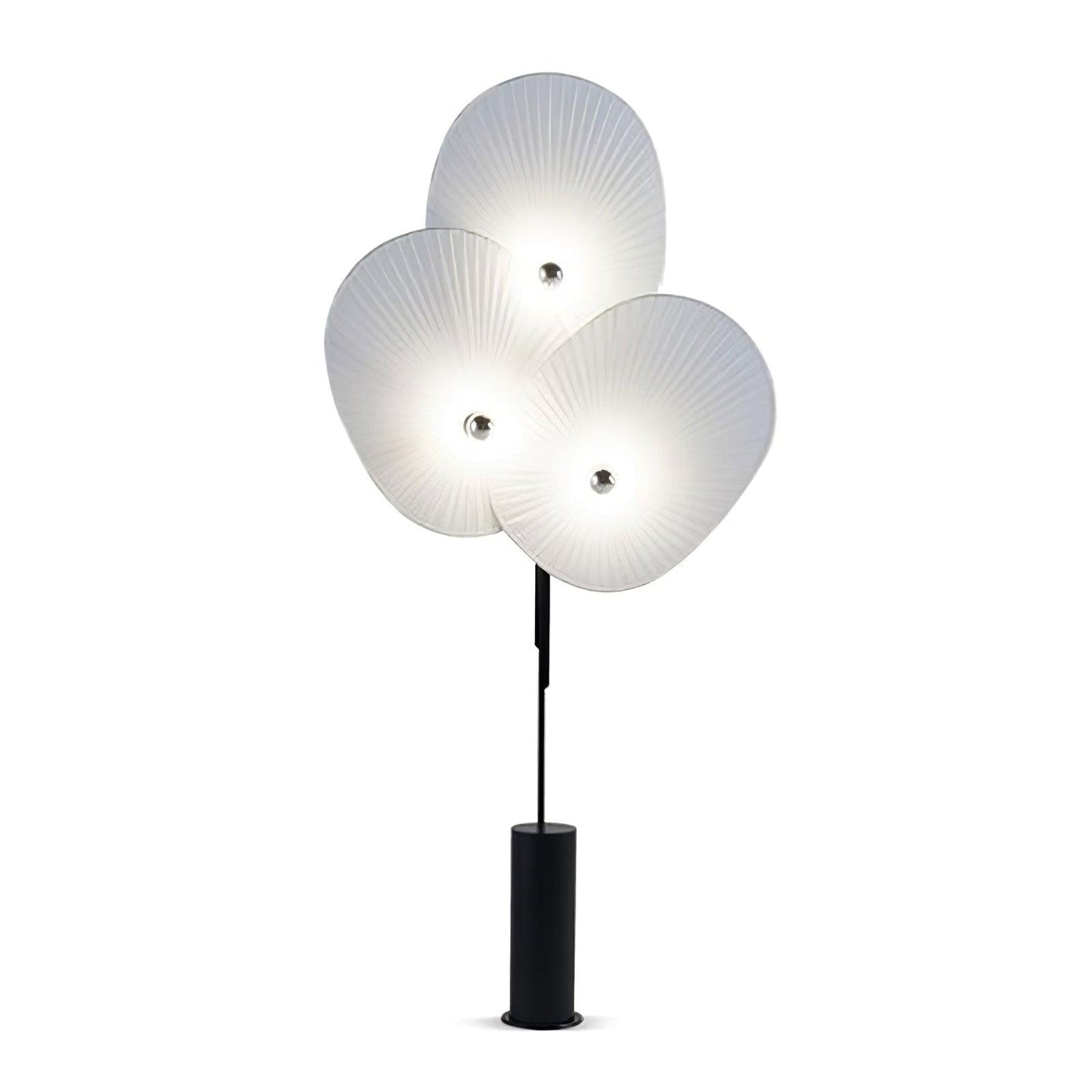 Triple Floral Floor Lamp with LED, Colourful Shades, Black Frame