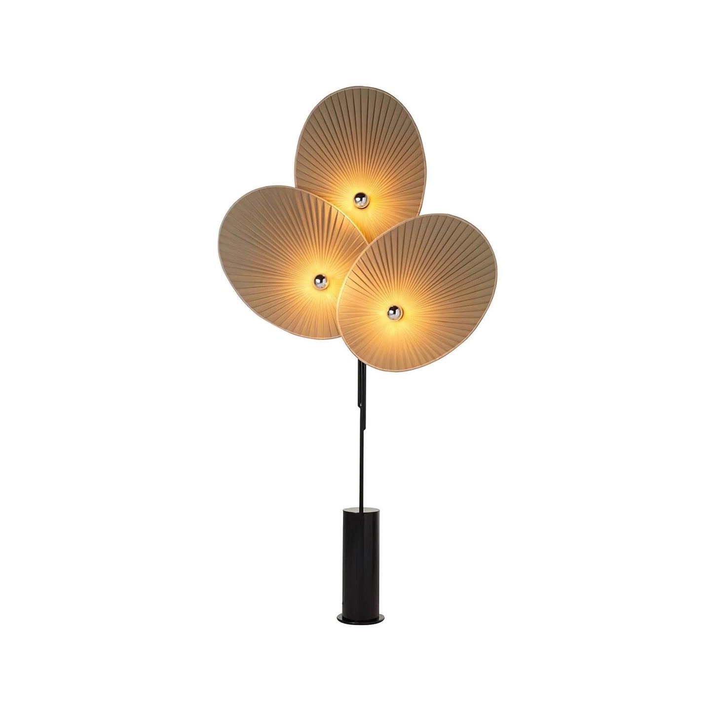 Triple Floral Floor Lamp with LED, Colourful Shades, Black Frame