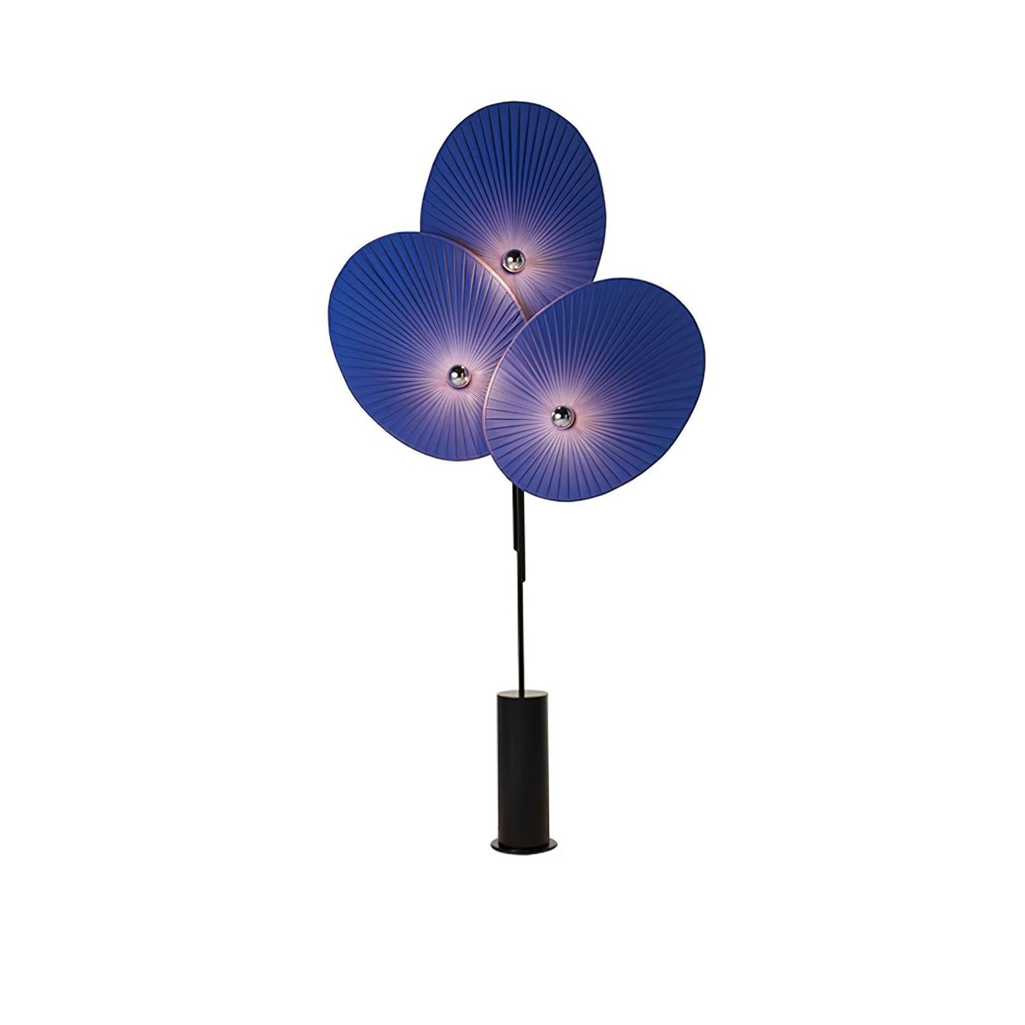 Triple Floral Floor Lamp with LED, Colourful Shades, Black Frame