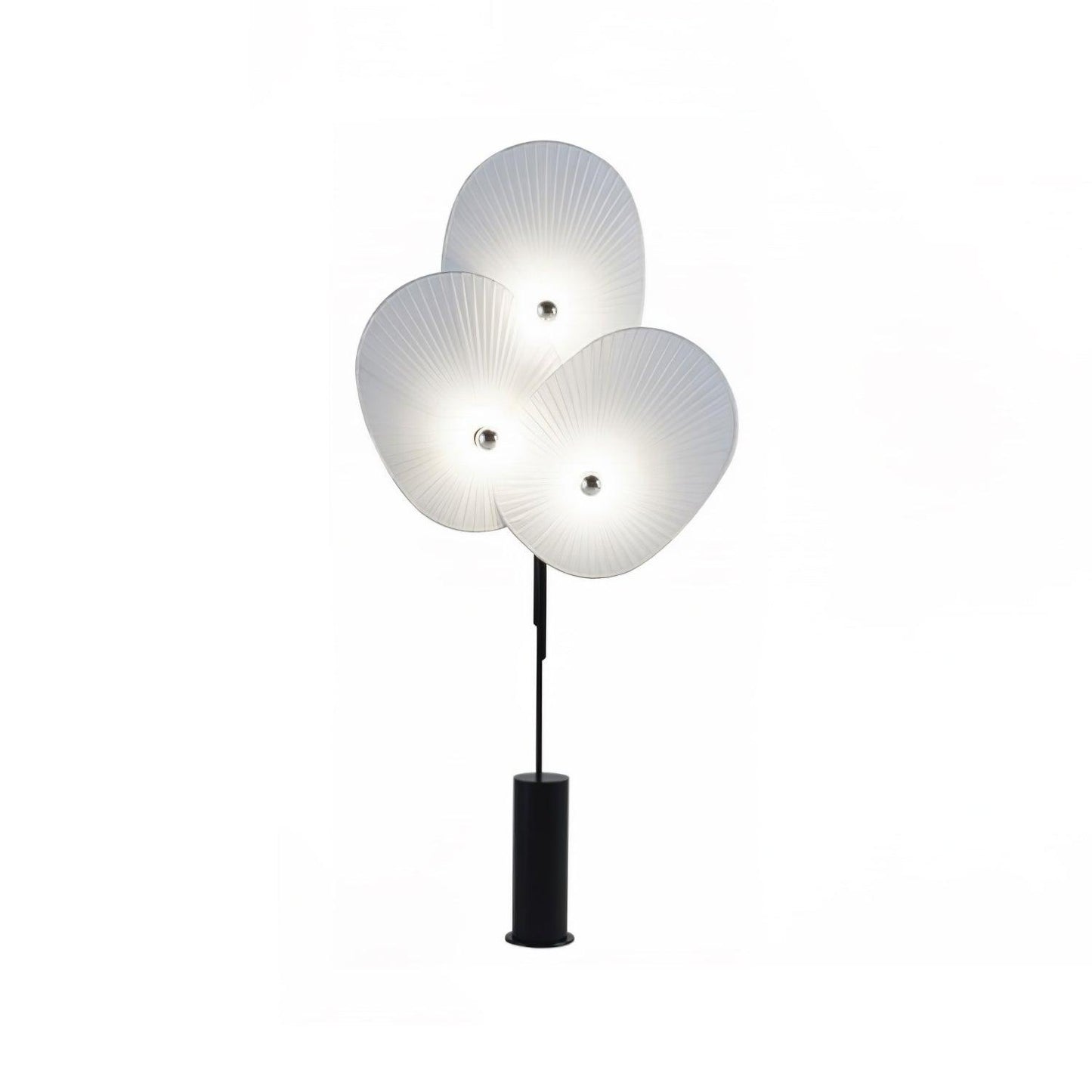 Triple Floral Floor Lamp with LED, Colourful Shades, Black Frame