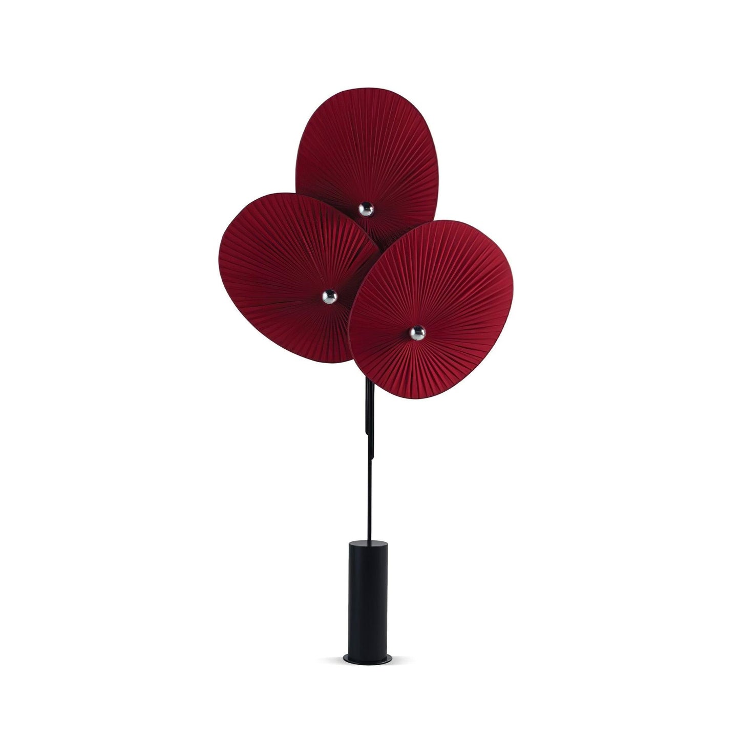 Triple Floral Floor Lamp with LED, Colourful Shades, Black Frame