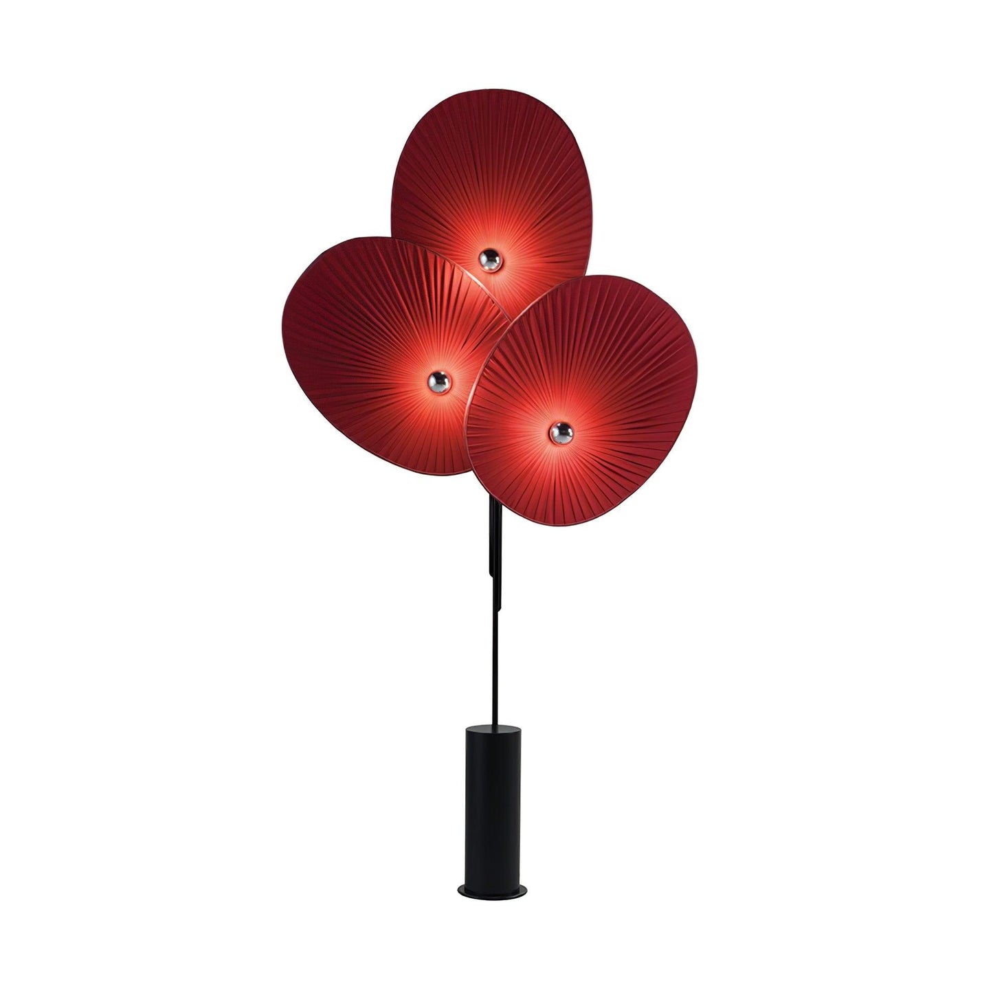 Triple Floral Floor Lamp with LED, Colourful Shades, Black Frame
