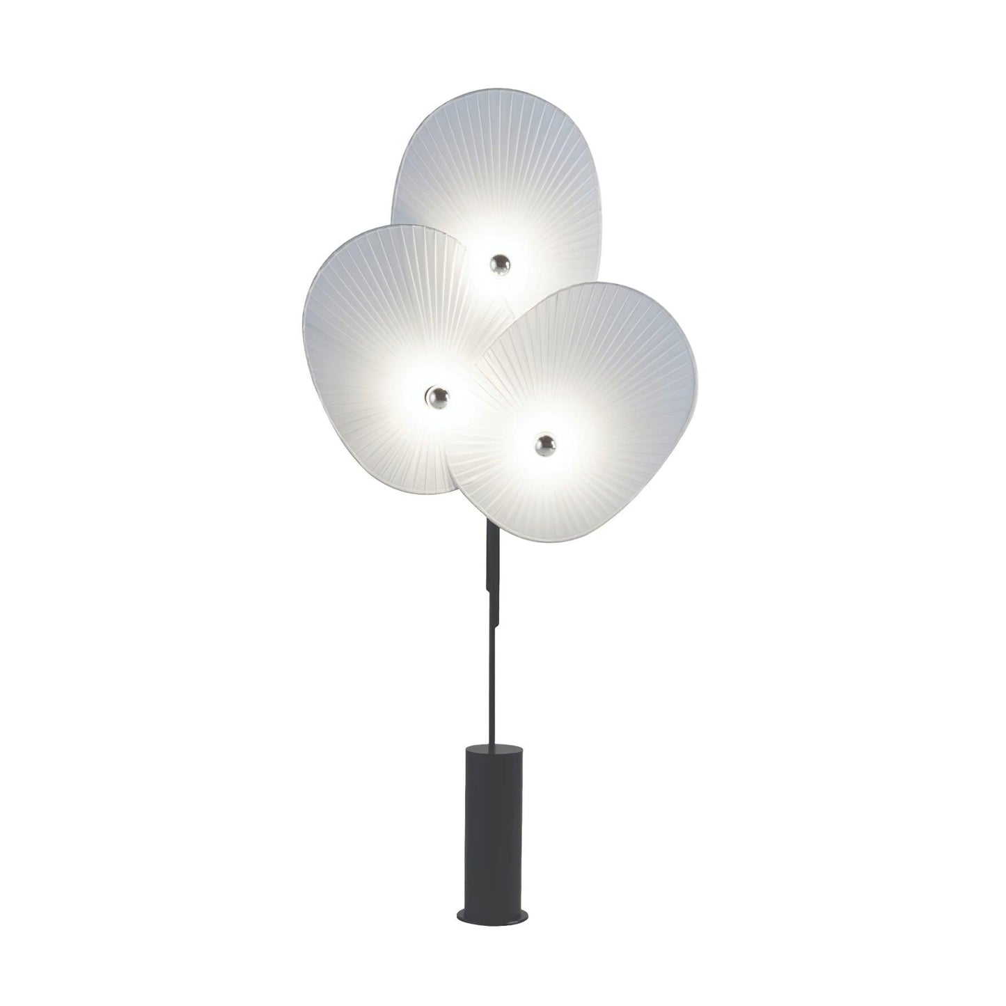 Triple Floral Floor Lamp with LED, Colourful Shades, Black Frame