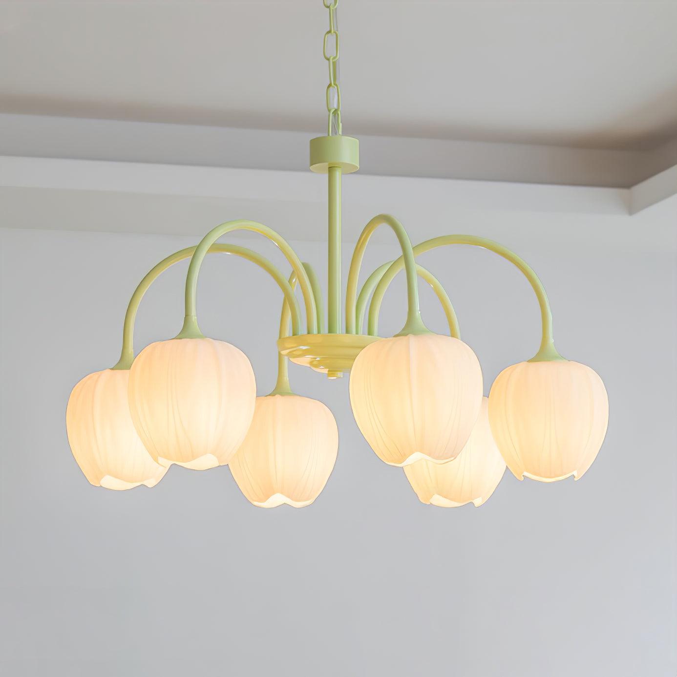 Tulip Matcha Chandelier LED Light Fixture for Home Decor