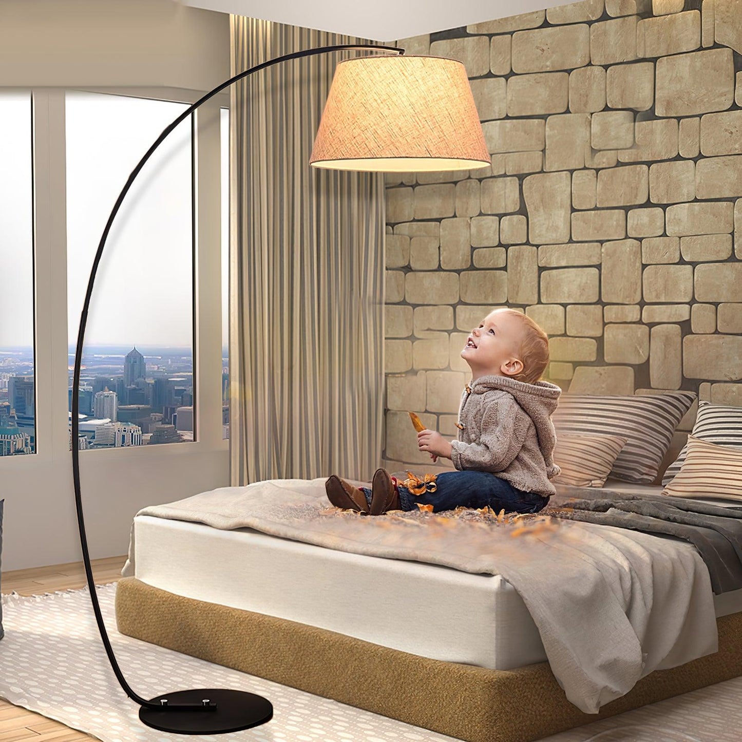 Twiggy Floor Lamp - Stylish Metal Design, LED Compatible, Beige Shade