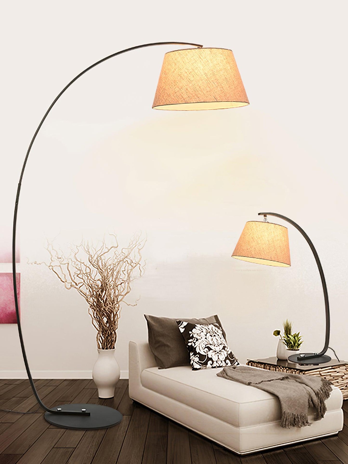 Twiggy Floor Lamp - Stylish Metal Design, LED Compatible, Beige Shade
