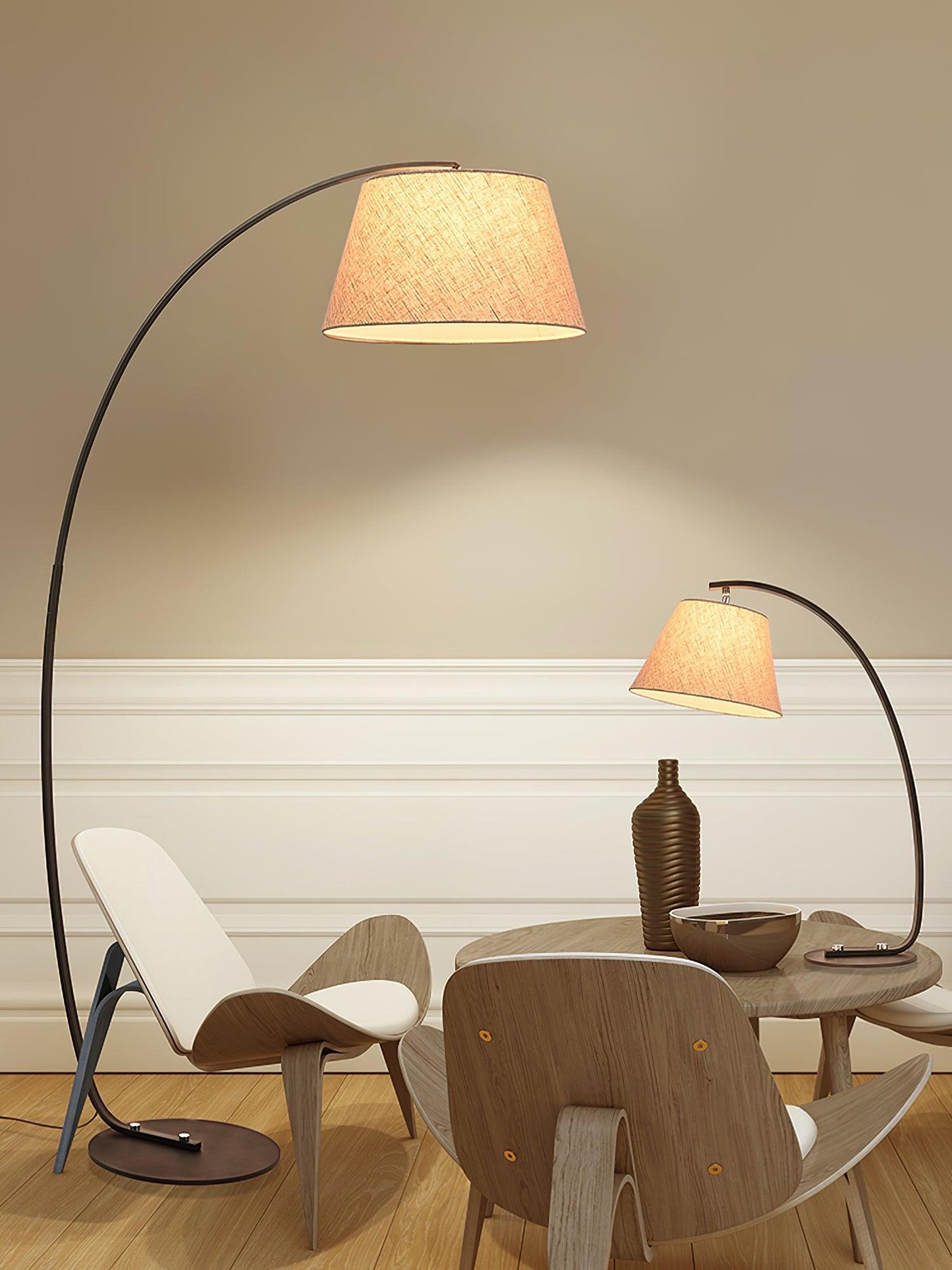 Twiggy Floor Lamp - Stylish Metal Design, LED Compatible, Beige Shade