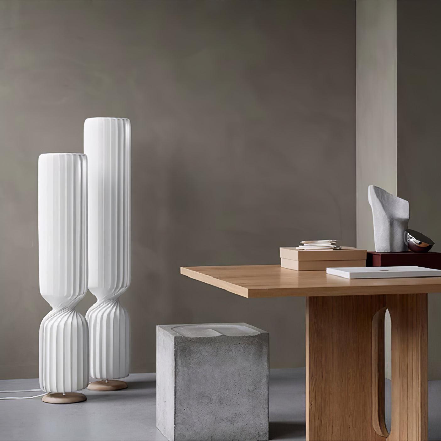 Twist Floor Lamp with Integrated LED - Modern White Design