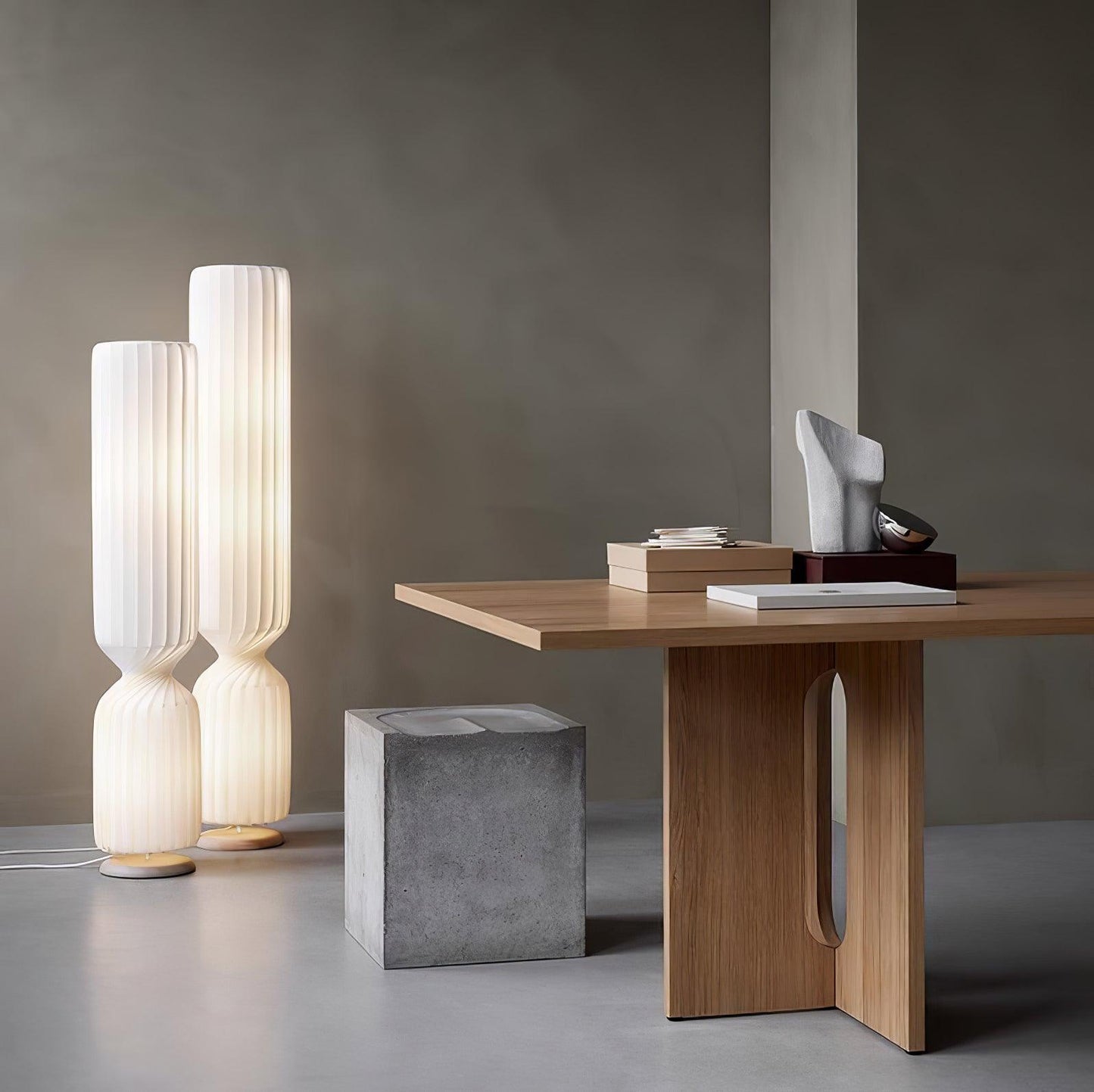 Twist Floor Lamp with Integrated LED - Modern White Design